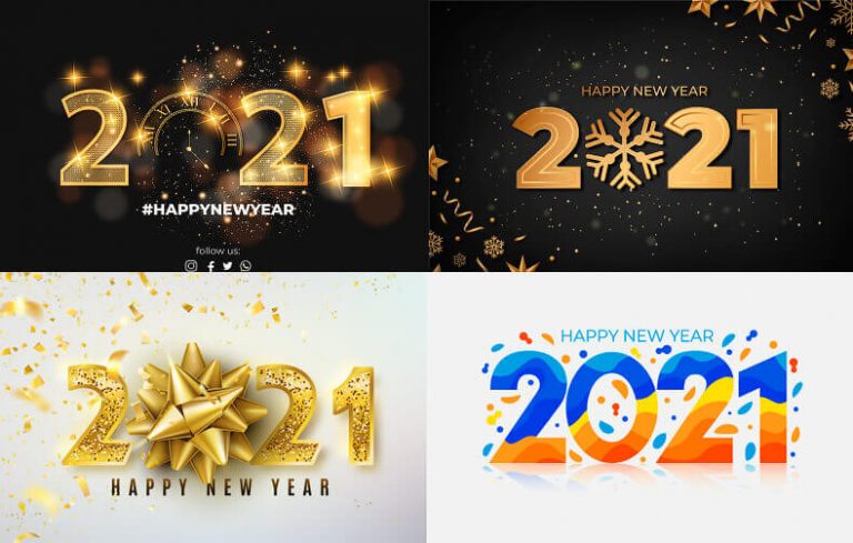 2021年炫酷新年快乐创意海报字体设计eps矢量文件下载