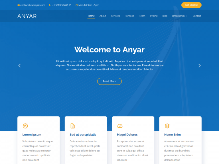 Anyar - 免费的多用途单页引导模板