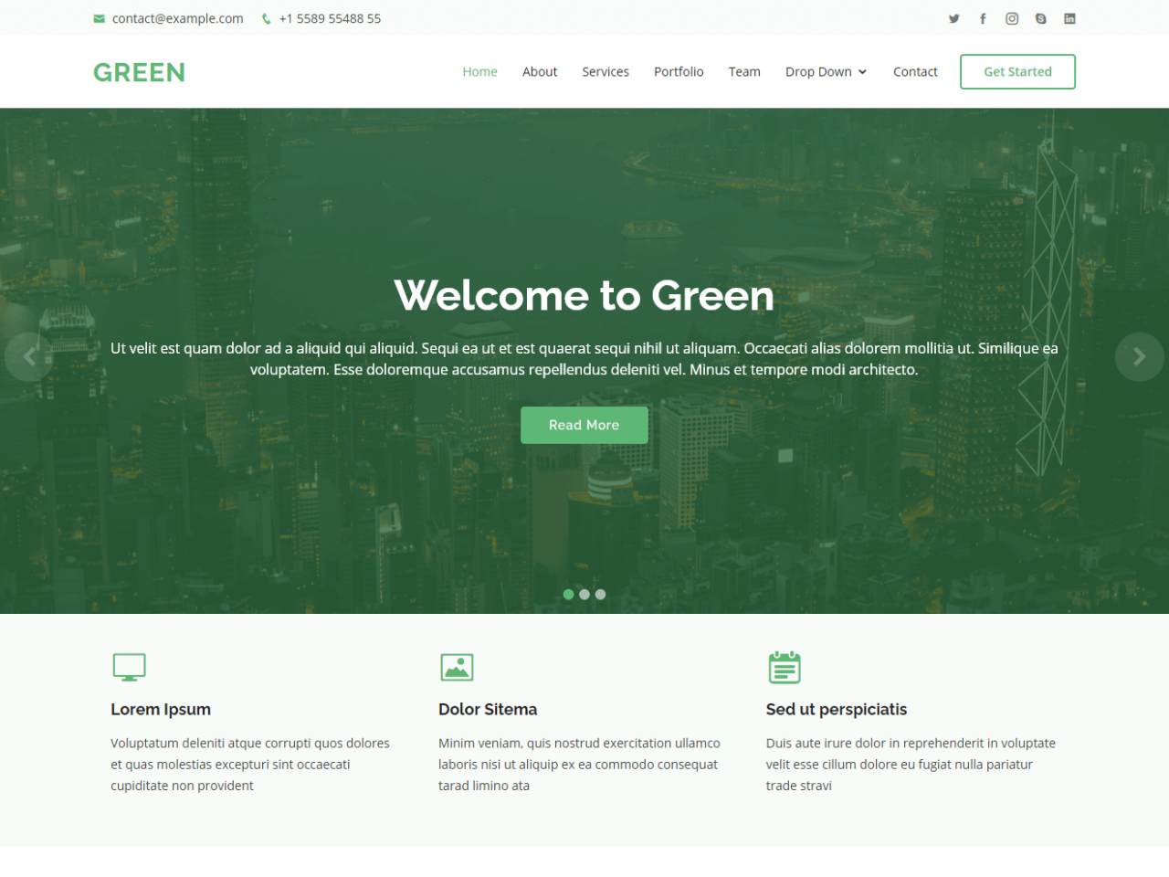 绿色 - 免费单页 HTML Bootstrap 模板