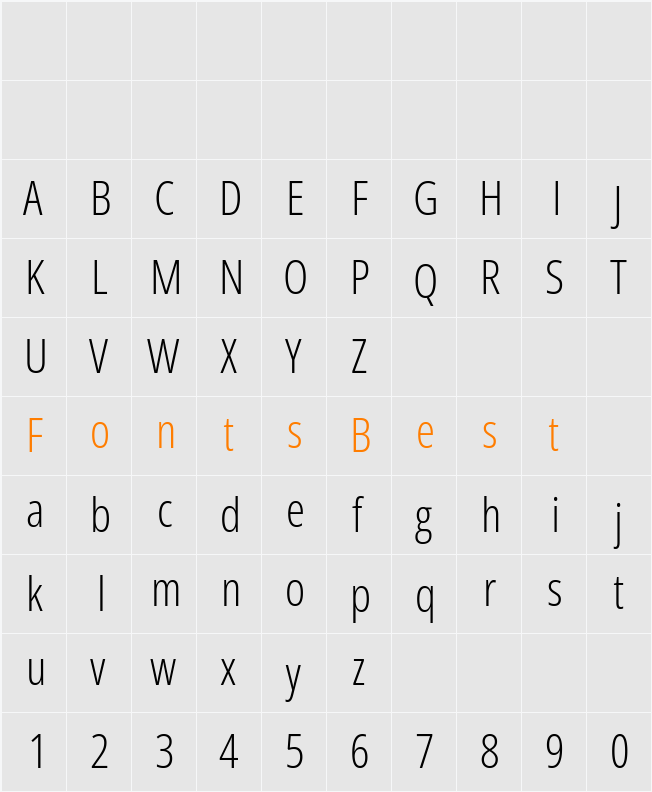 Open Sans Condensed Light Character Map