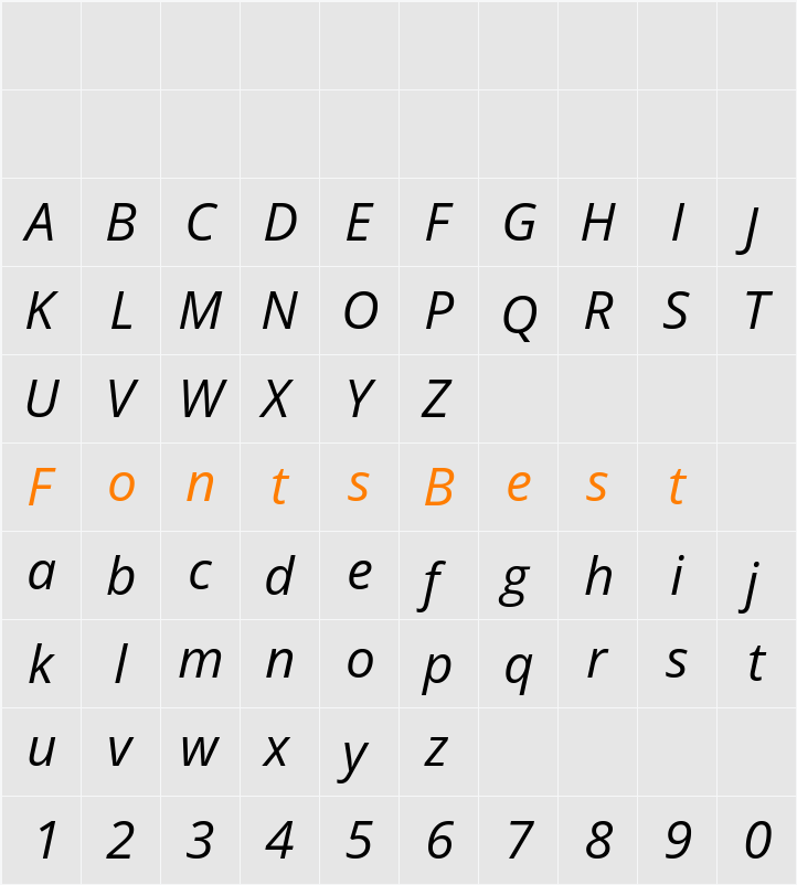 Open Sans Character Map