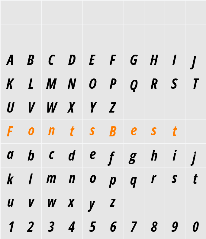 Open Sans Condensed Character Map