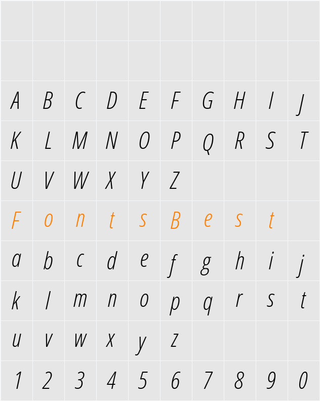 Open Sans Condensed Light Character Map
