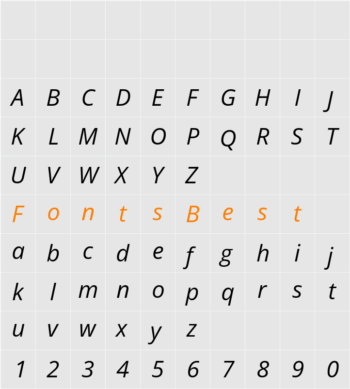 Open Sans Character Map