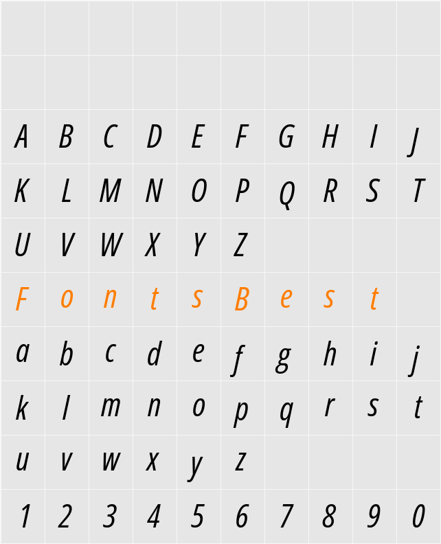Open Sans Condensed Character Map
