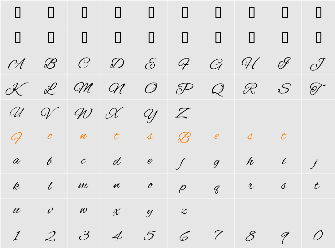 Alex Brush 映射图